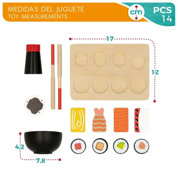 Wooden Game Woomax Sushi 14 Pieces (6 Units)