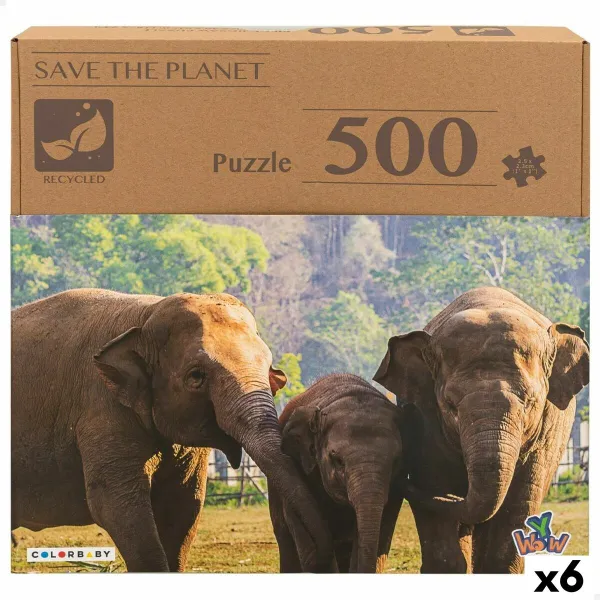 Palapeli Colorbaby Elephant 500 Kappaletta 6 osaa 61 x 46 x 0,1 cm
