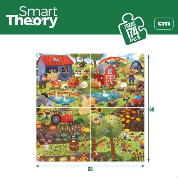 Lasten palapeli Colorbaby 4-in-1 174 Kappaletta farmi 68 x 68 cm (6 osaa)