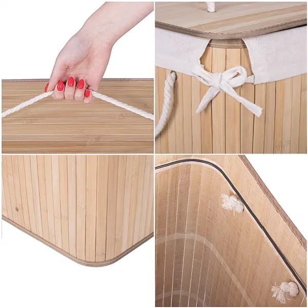 Bamboo laundry basket Springos HA0030 72l