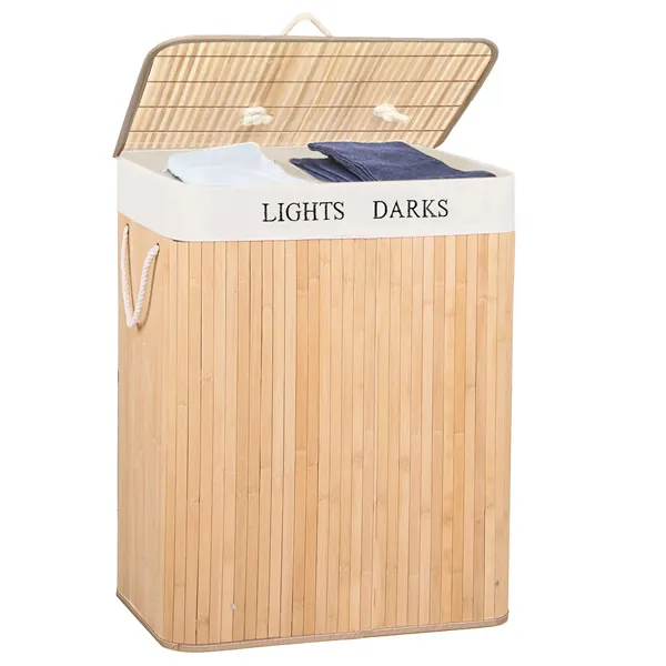 Bamboo laundry basket Springos HA0032 100l