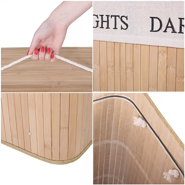 Bamboo laundry basket Springos HA0032 100l