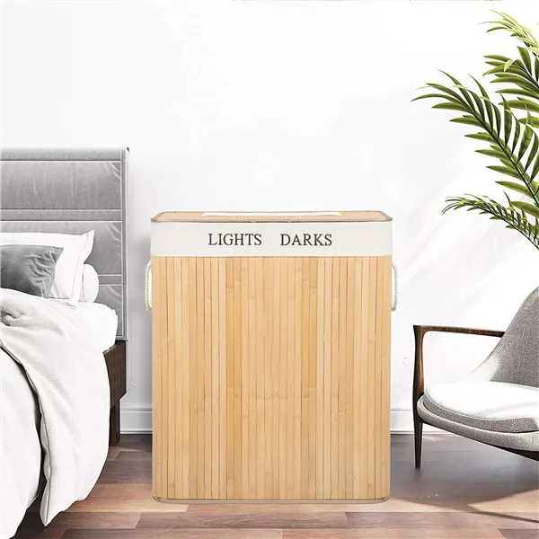 Bamboo laundry basket Springos HA0032 100l