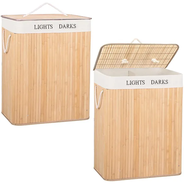 Bamboo laundry basket Springos HA0032 100l