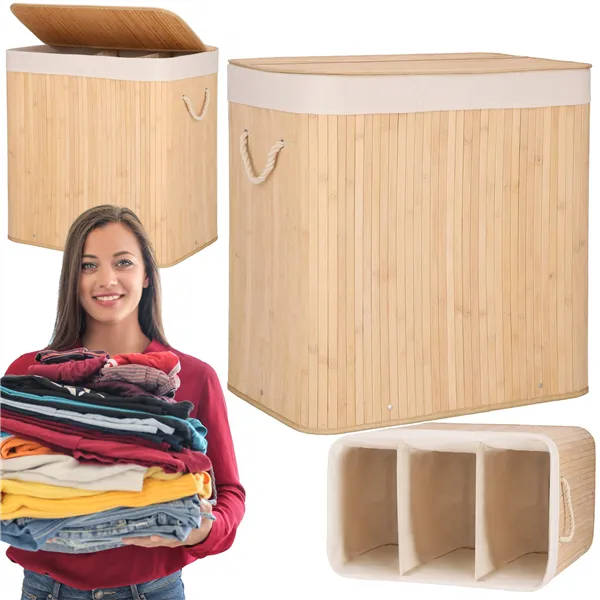 Bamboo laundry basket Springos HA0154 150L