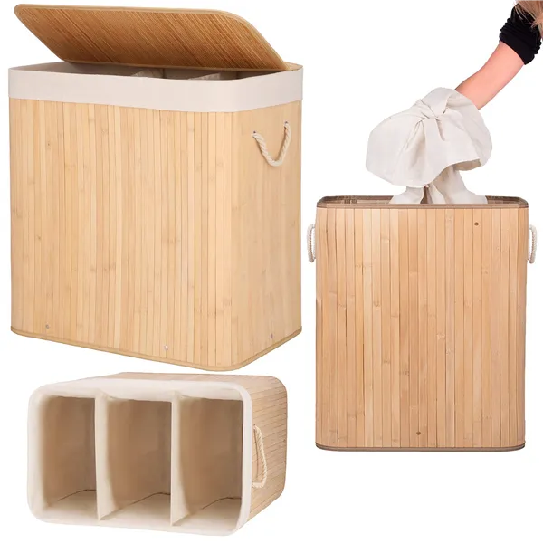 Bamboo laundry basket Springos HA0154 150L