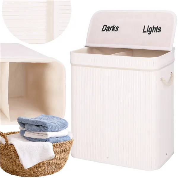 Bamboo laundry basket Springos HA0160 100l