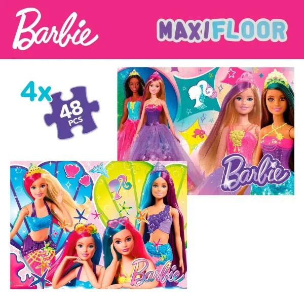 4-Puzzle Set Barbie MaxiFloor 192 Pieces 35 x 1,5 x 25 cm