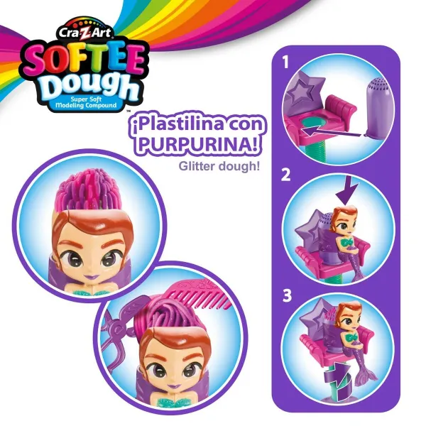 Žaidimas iš plastilino Cra-Z-Art Softee Dough Plaukai sirenas (4 vnt.)