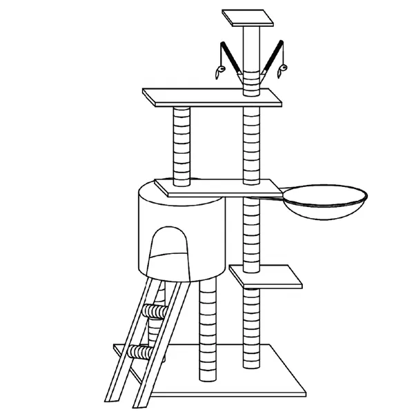 Multi-level cat house Springos PA1042 136 cm