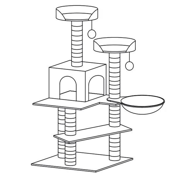 Multi-level cat house in Springos PA1043 129 cm