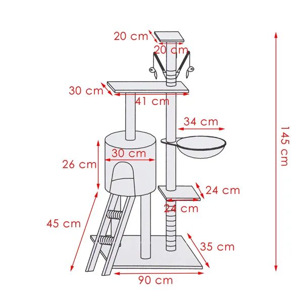 Multi-level cat house Springos PA1046 145 cm