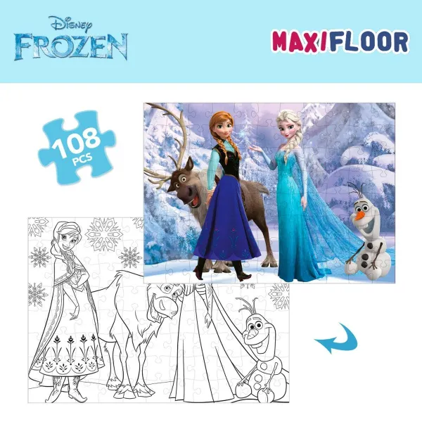 Lasten palapeli Frozen Kaksipuolinen 108 Kappaletta 70 x 1,5 x 50 cm (6 osaa)