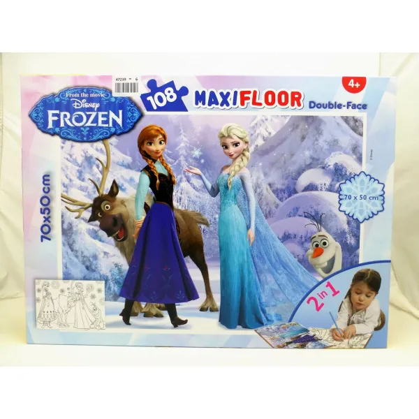 Lasten palapeli Frozen Kaksipuolinen 108 Kappaletta 70 x 1,5 x 50 cm (6 osaa)