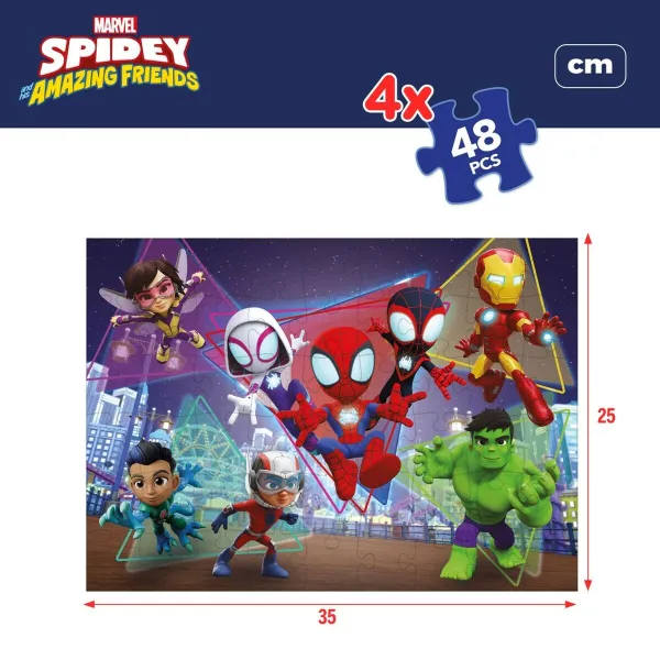 4 palapelin setti Spidey 35 x 1,5 x 25 cm 48 Kappaletta (6 osaa)