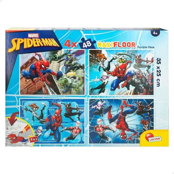 Детский паззл Spider-Man Двухстороннее 4 в 1 48 Предметы 35 x 1,5 x 25 cm (6 штук)
