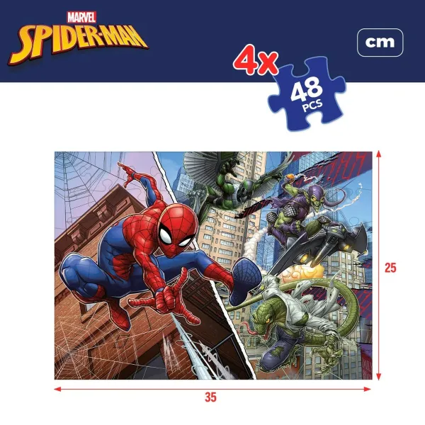 Детский паззл Spider-Man Двухстороннее 4 в 1 48 Предметы 35 x 1,5 x 25 cm (6 штук)