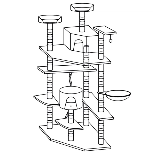 Multi-level cat house Springos PA1045 203 cm