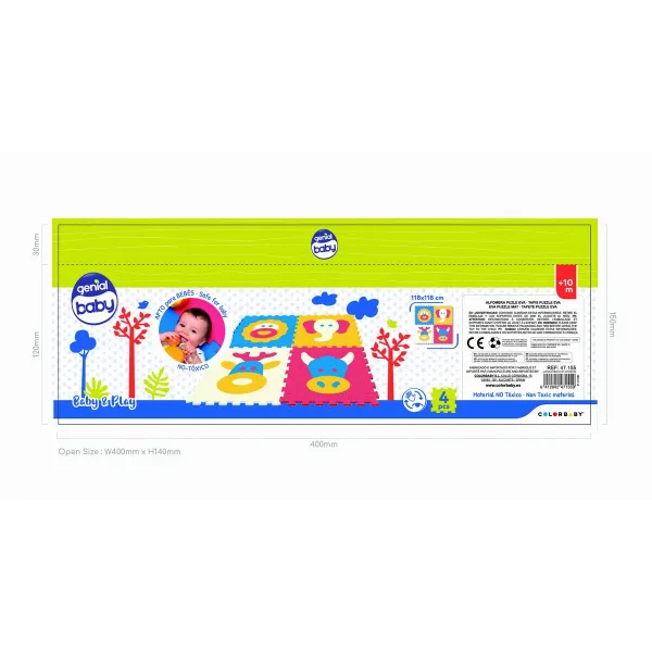 Kilimas Puzlė Colorbaby 4 Dalys gyvūnai 118 x 118 cm EVA (2 vnt.)
