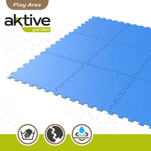 Детский паззл Aktive Синий 9 Предметы Резина Eva 50 x 0,4 x 50 cm (4 штук)