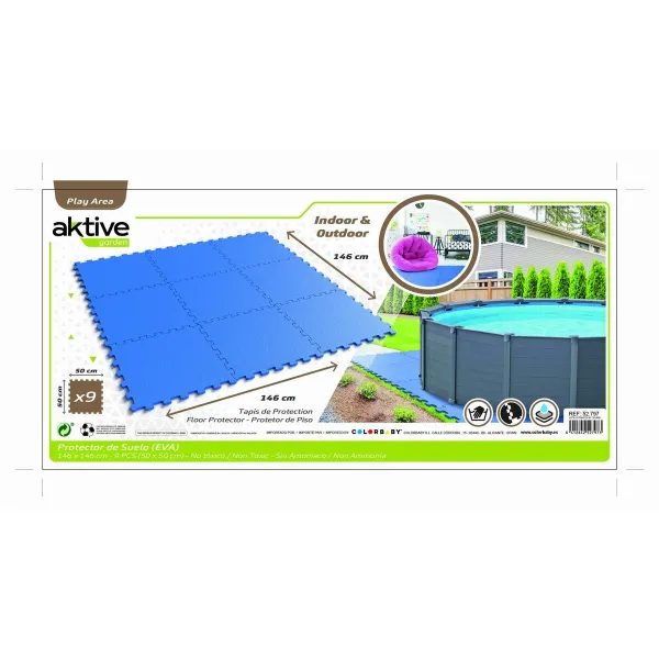Детский паззл Aktive Синий 9 Предметы Резина Eva 50 x 0,4 x 50 cm (4 штук)