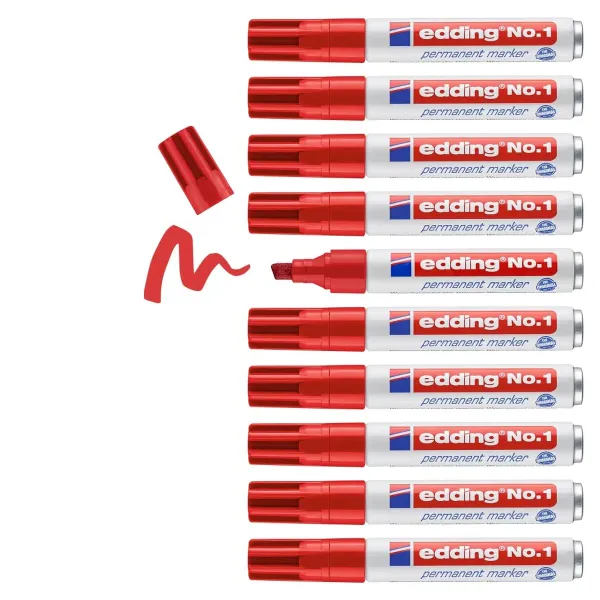 Permanenttimarkkeri Edding Nº1 Punainen (10 osaa)