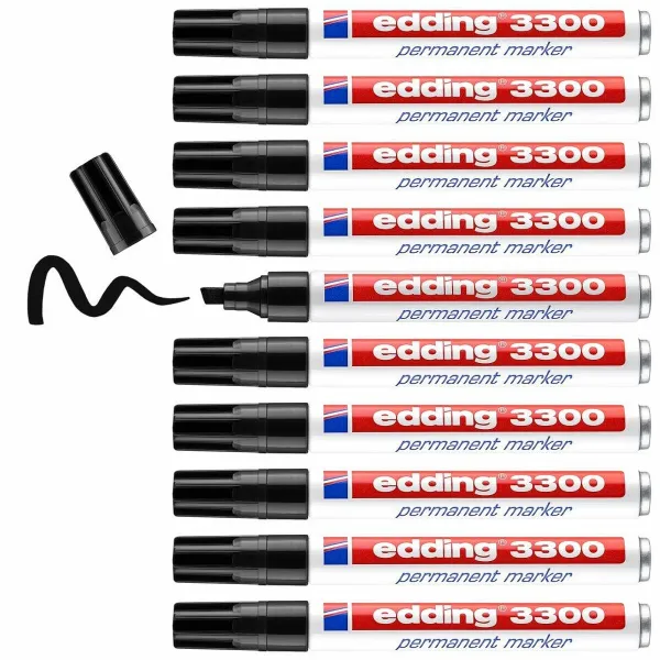 Permanenttimarkkeri Edding 3300 Musta (10 osaa)