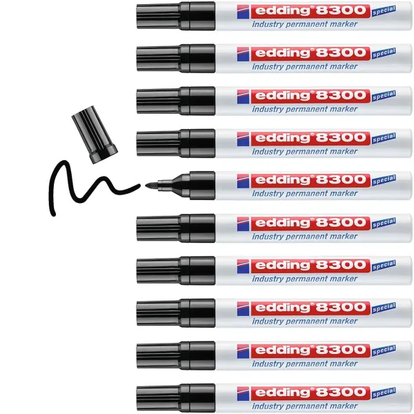 Permanenttimarkkeri Edding 8300 Musta (10 osaa)