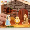 Christmas nativity set Woomax Wood Cardboard 22 x 16 x 12 cm 11 Pieces (6 Units)