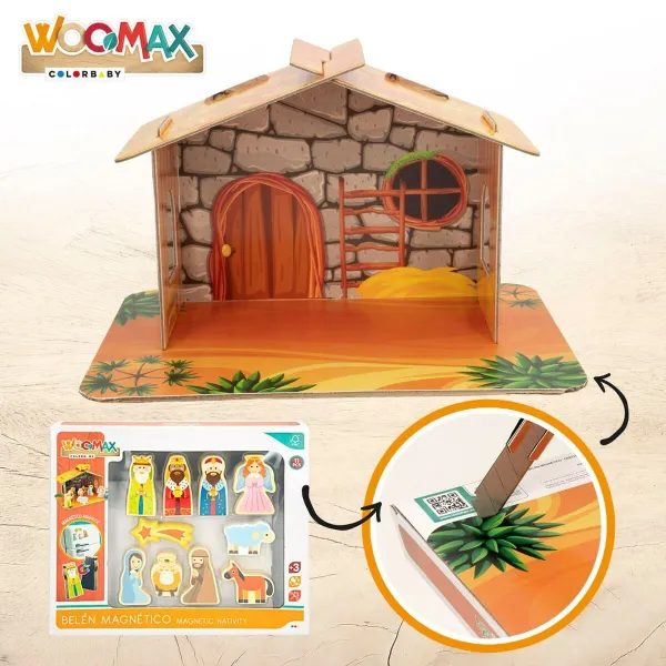 Christmas nativity set Woomax Wood Cardboard 22 x 16 x 12 cm 11 Pieces (6 Units)