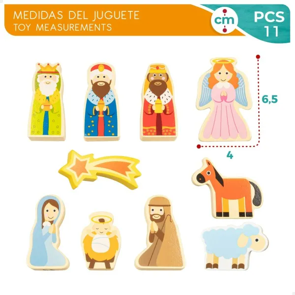 Christmas nativity set Woomax Wood Cardboard 22 x 16 x 12 cm 11 Pieces (6 Units)