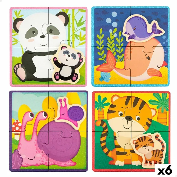 Puzle Bērniem Lisciani Giochi 16 x 1 x 16 cm dzīvnieki 16 Daudzums (6 gb.)