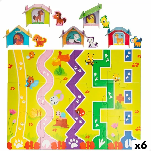 Puzle Bērniem Lisciani Giochi 48 x 1 x 36 cm Ferma 12 Daudzums 27 Daudzums (6 gb.)