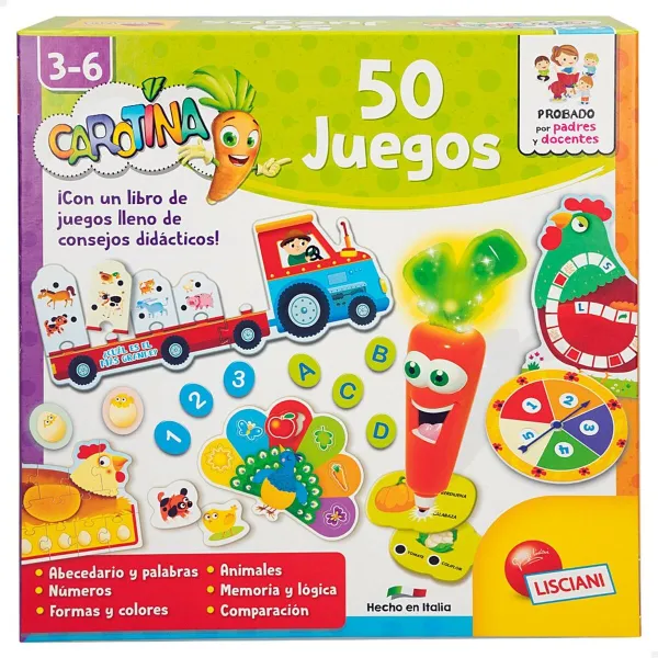 Edukacinis žaidimas Lisciani Giochi Carotina Baby 50 Juegos 4,5 x 14,5 x 3,5 cm Elektrinis (6 vnt.)