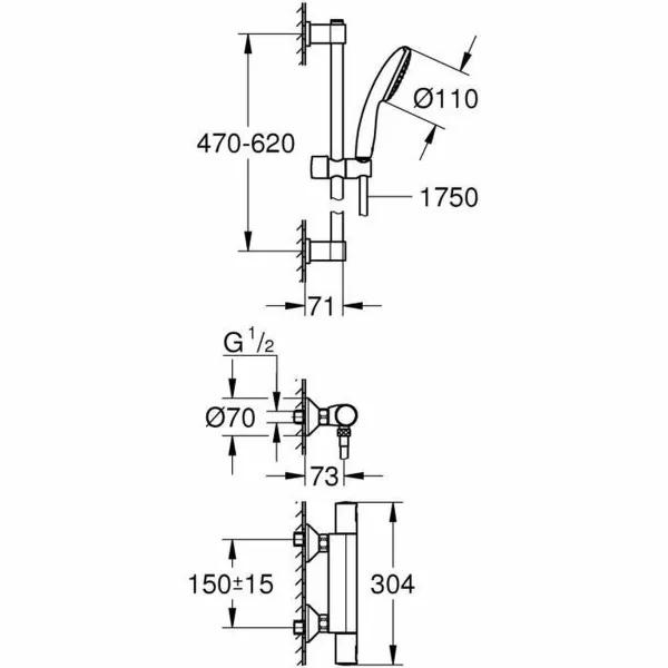 Dušikolonn Grohe Precision Start Chrome Metall