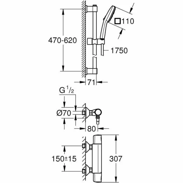 Dušikolonn Grohe Precision Trend Chrome Metall