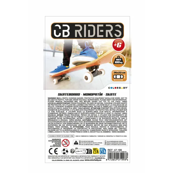 Скейт Colorbaby Деревянный Оранжевый 74 x 22 cm