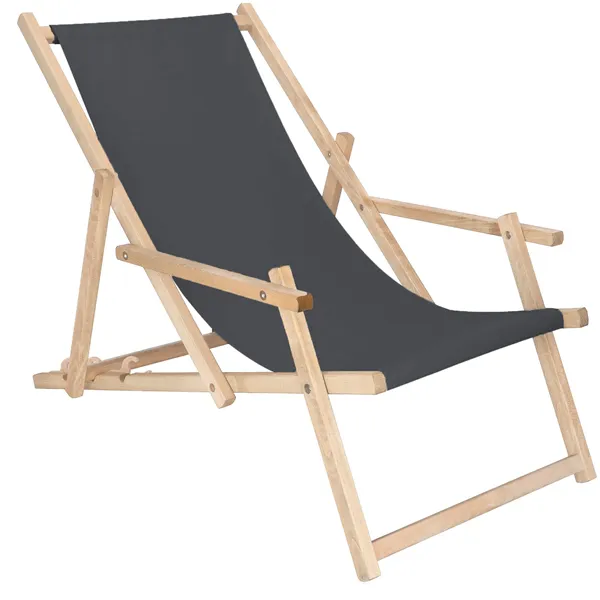 Sun lounger with armrests Springos DC003 OXFORD02 graphite