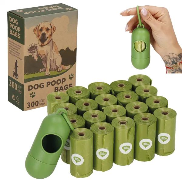 Dog excrement bags Springos PA1070 300 pcs container with clip, 20 rolls