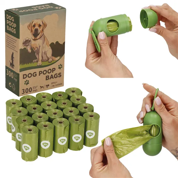 Dog excrement bags Springos PA1070 300 pcs container with clip, 20 rolls