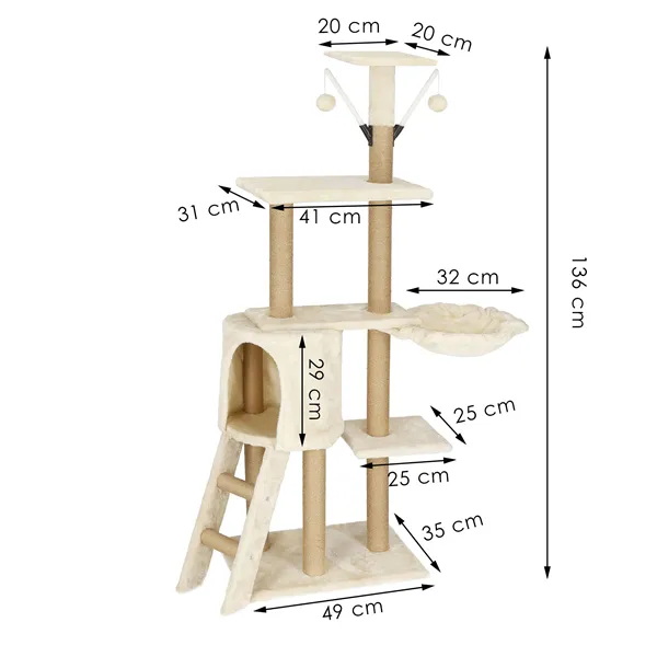 Cat tree with house Springos PA1041 136 cm