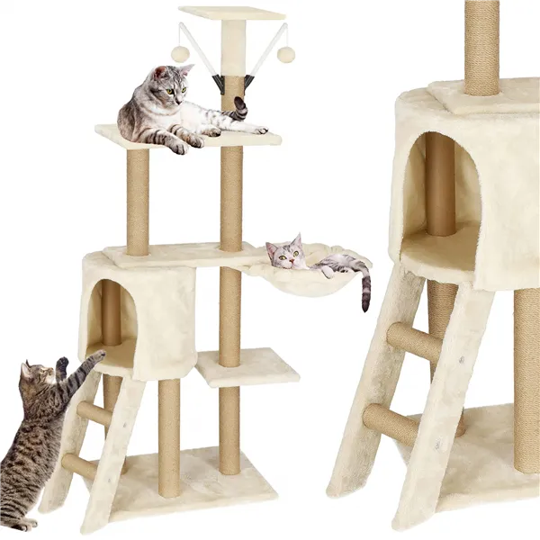 Cat tree with house Springos PA1041 136 cm