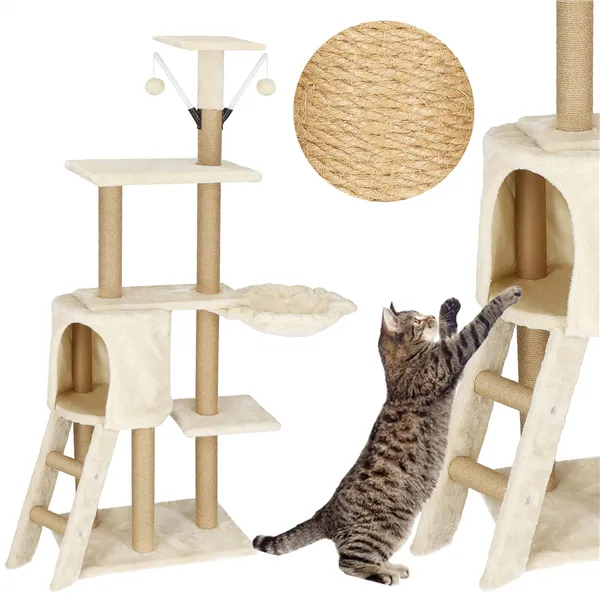 Cat tree with house Springos PA1041 136 cm