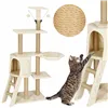 Cat tree with house Springos PA1041 136 cm