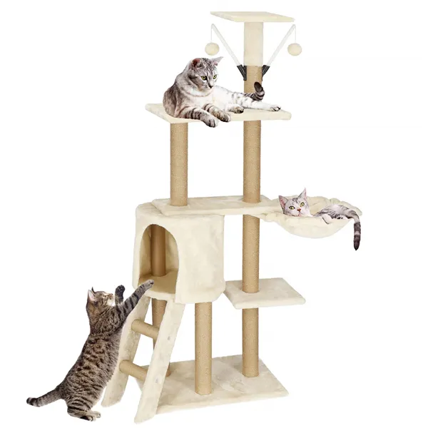 Cat tree with house Springos PA1041 136 cm