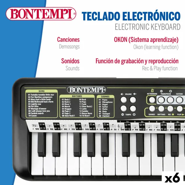 Клавиатура на 37 клавиш Bontempi 42 x 4 x 15 cm (6 штук)