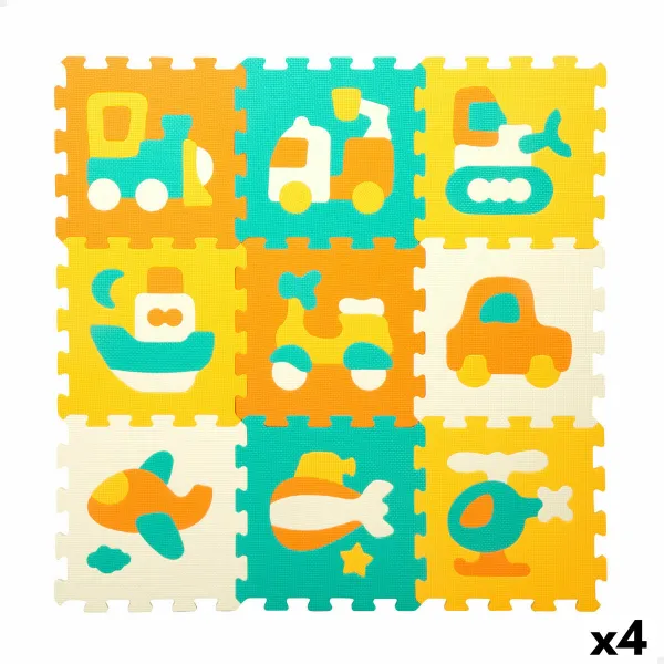 Kilimas Puzlė Colorbaby Spalvotas Plastmasinis EVA 90 x 90 cm Transporto priemonių 9 Dalys (4 vnt.)
