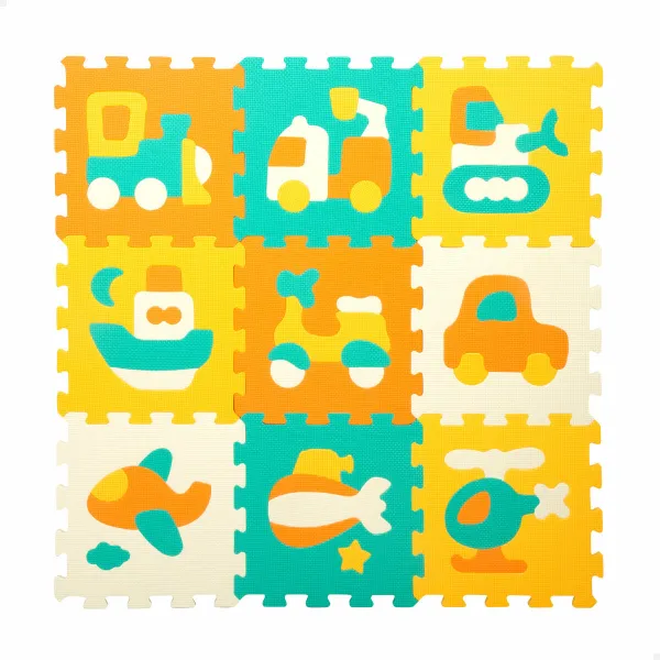 Kilimas Puzlė Colorbaby Spalvotas Plastmasinis EVA 90 x 90 cm Transporto priemonių 9 Dalys (4 vnt.)
