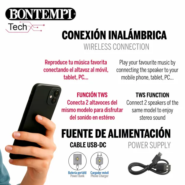 Kaiutin karaokemikrofonilla Bontempi Muovinen 25 x 39 x 21 cm (2 osaa)