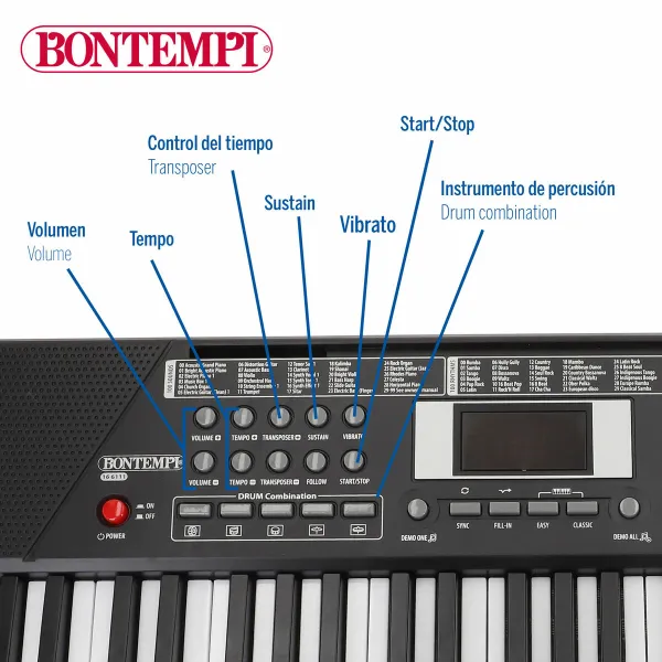 Elektroninen piano Bontempi 75 x 20 x 22 cm (2 osaa)